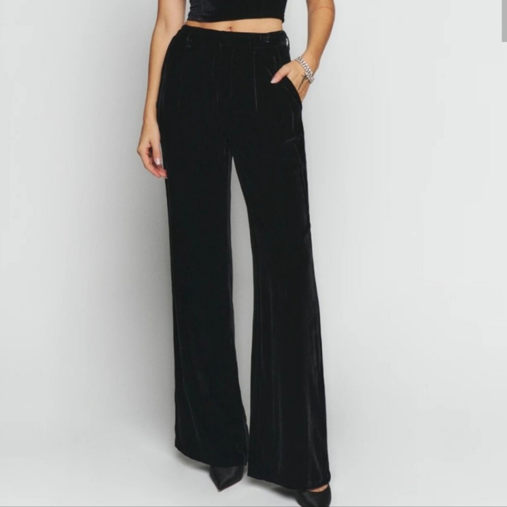 NWT Reformation Velvet Striped Pants